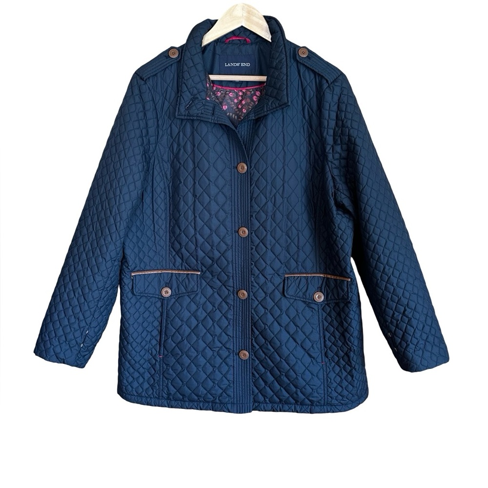Lands’ End Lightweight Quilted Insulated Jacket 1X (missing belt)
